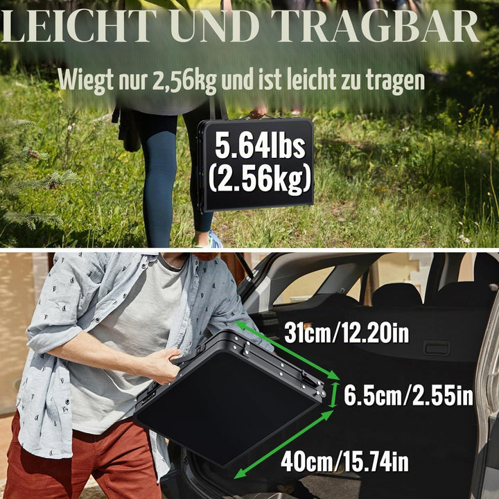 Klapptisch Camping 60x40cm höhenverstellbar 27/51/75cm Aluminium - Bild 5