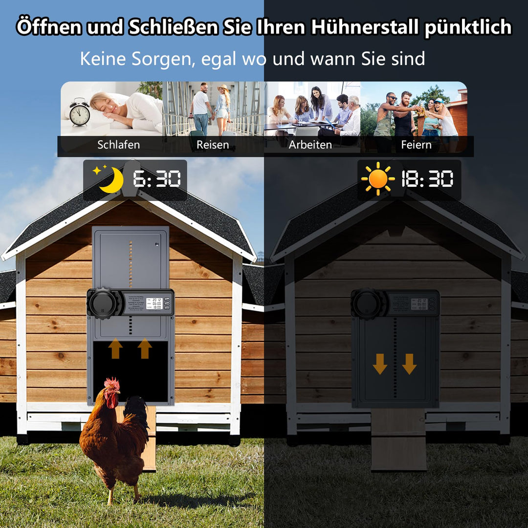 Hühnerklappe Aluminium mit Timer und Anti-Einklemm-Schutz batteriebetrieben - Bild 3