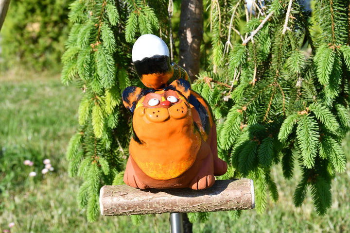 Gartenstecker Katze Keramik handgefertigt wetterfest 30 cm - Bild 6