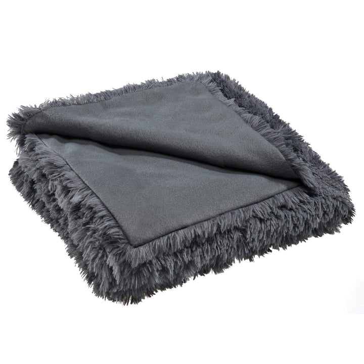 Fleece-Bettwäsche 155x200 cm Flokati-Optik Wendebettwäsche Grau