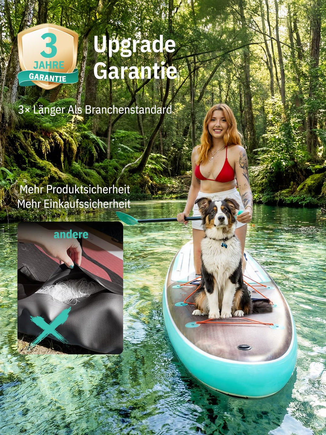 SUP Board aufblasbar XXL 335x83x15cm 250kg für 2+ Personen - Bild 4