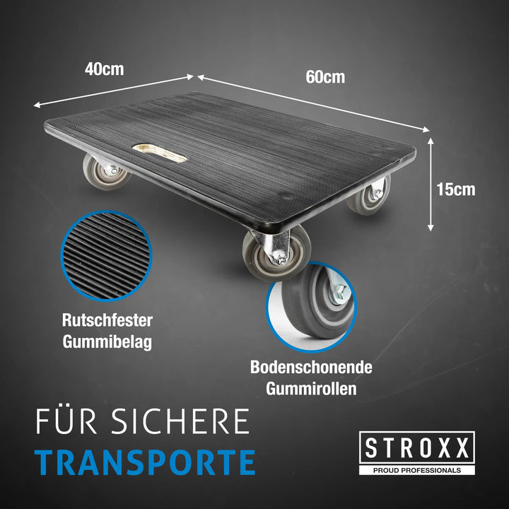Transportroller 500 kg Traglast 600x400mm rutschfest für Umzug - Bild 3