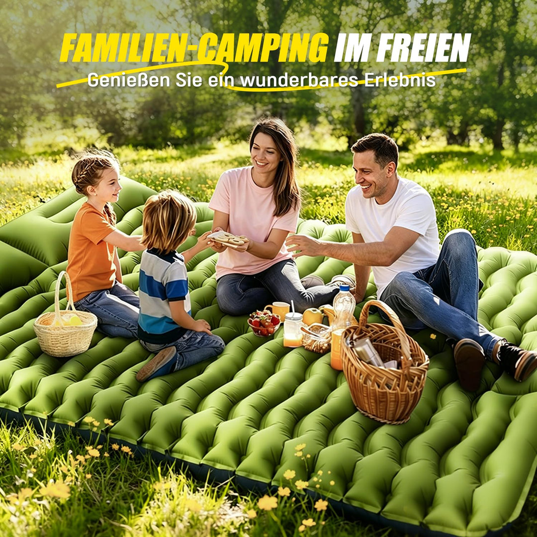 Luftmatratze Camping 2 Personen 203x136cm 10cm mit Fusspumpe und Kissen - Bild 2