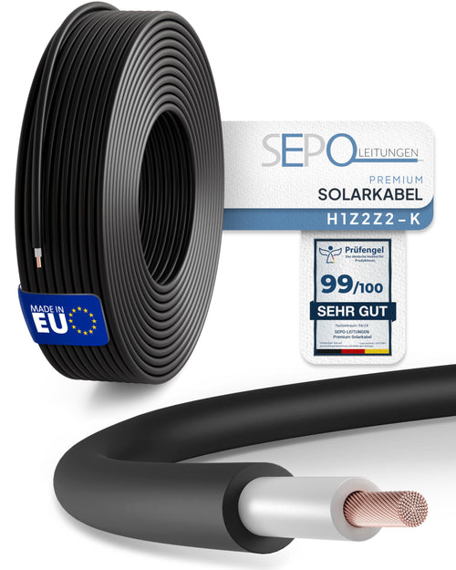 Solarkabel 4 mm² 50 m Schwarz H1Z2Z2-K für Photovoltaik