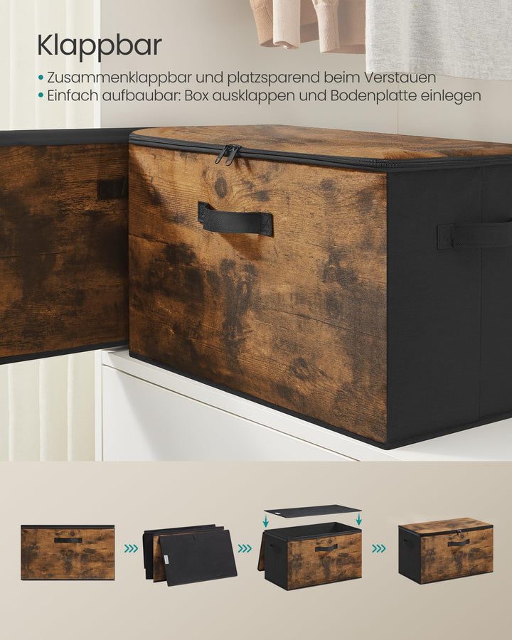 Aufbewahrungsboxen Vliesstoff 6er-Set mit Deckel 45L faltbar - Bild 5