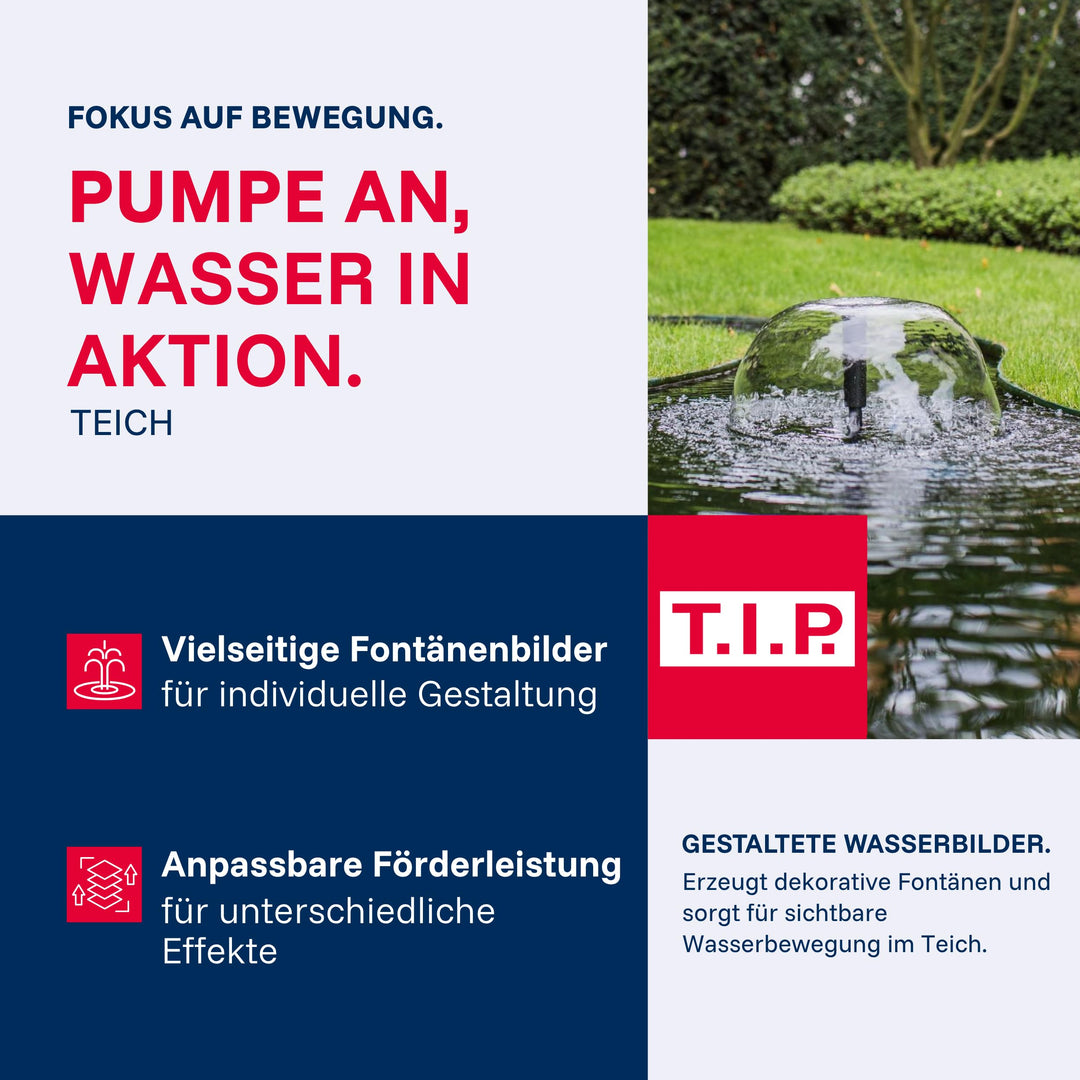 Teichpumpe 2000 l/h mit Teleskoprohr und 3 Aufsätzen für Wasserspiele - Bild 3