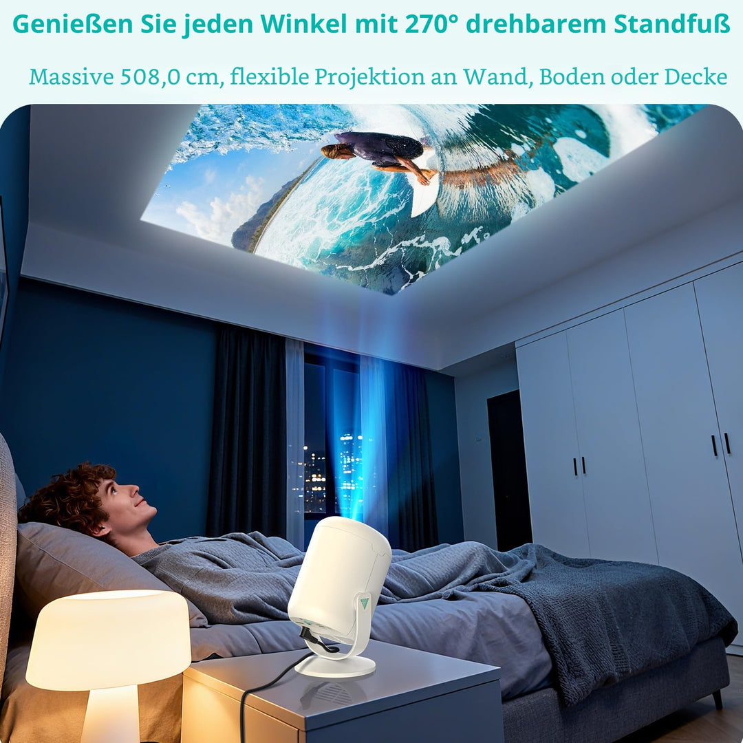 Mini Beamer 1080P WiFi 6 Bluetooth 270° drehbar bis 200 Zoll - Bild 4