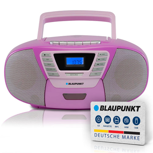 Tragbarer CD-Player mit Kassette, Bluetooth & UKW Radio Kinder