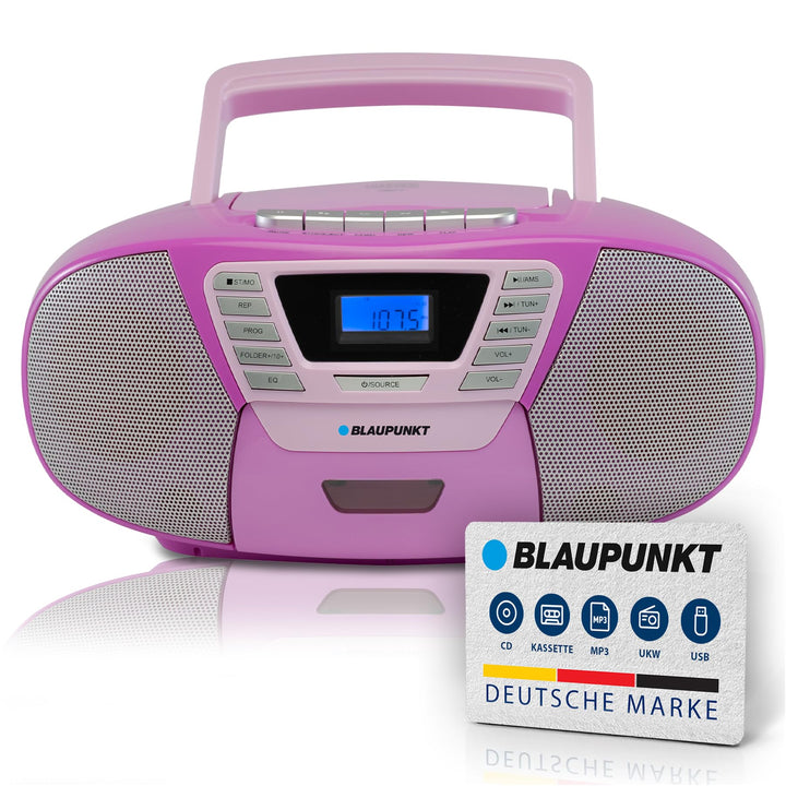Tragbarer CD-Player mit Kassette, Bluetooth &amp; UKW Radio Kinder