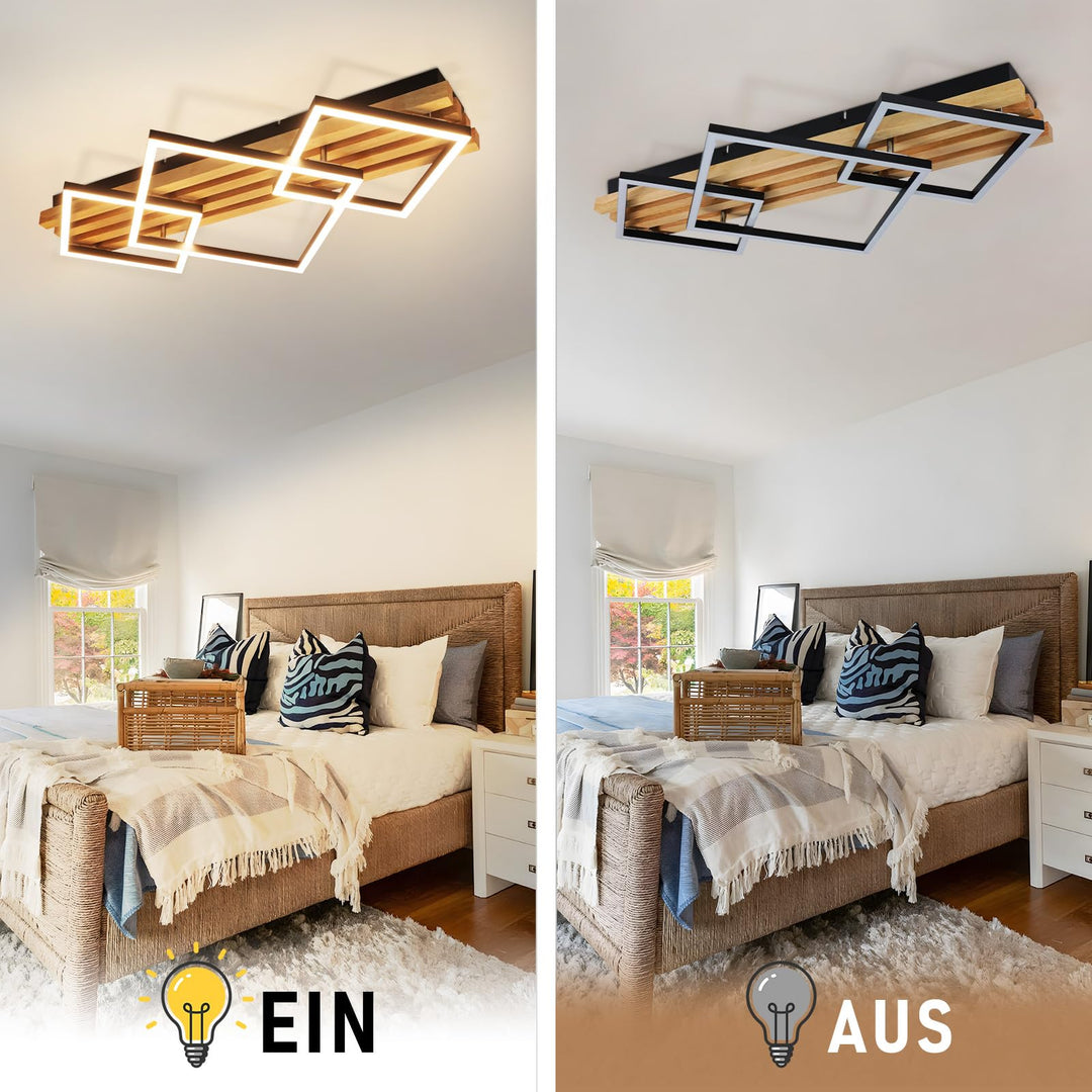 Deckenleuchte Holz 70cm dimmbar mit Fernbedienung 46W