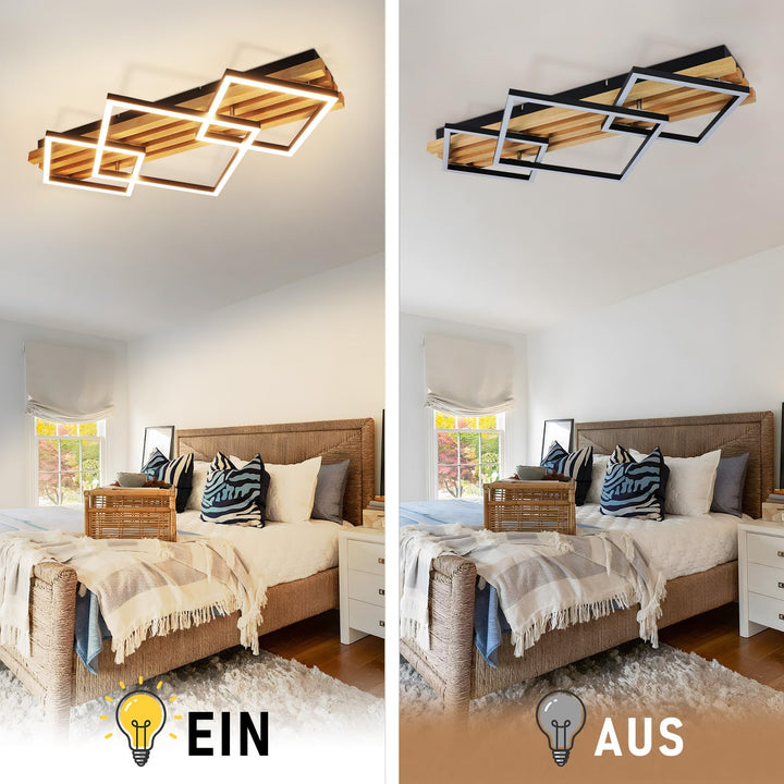 Deckenleuchte Holz 70cm dimmbar mit Fernbedienung 46W