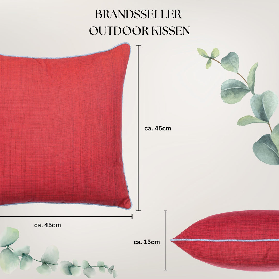 Outdoor-Kissen 2er Set 45x45 cm Leinenoptik wasserabweisend Rot - Bild 2