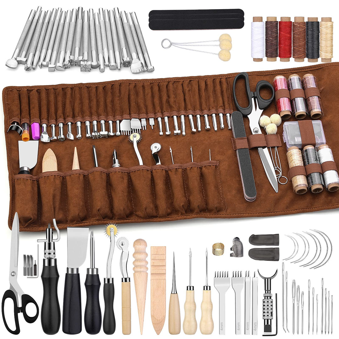 Lederhandwerk Werkzeug-Set 72-teilig mit Aufbewahrungstasche