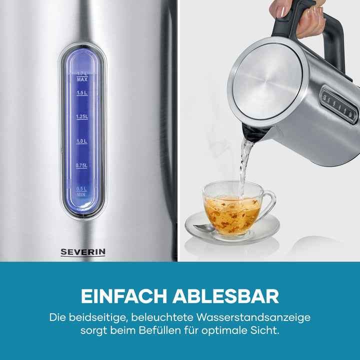 Wasserkocher 1,7 L Edelstahl 3000 W mit Temperaturwahl 40–100°C - Bild 9