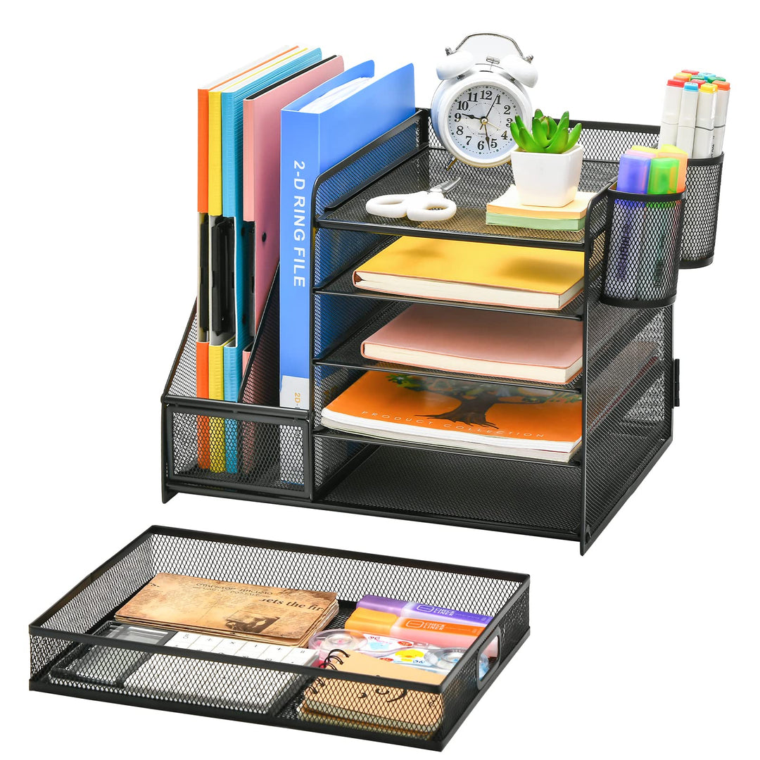 Schreibtisch Organizer Metall 5 Ebenen mit Schublade und Stifthalter - Bild 2