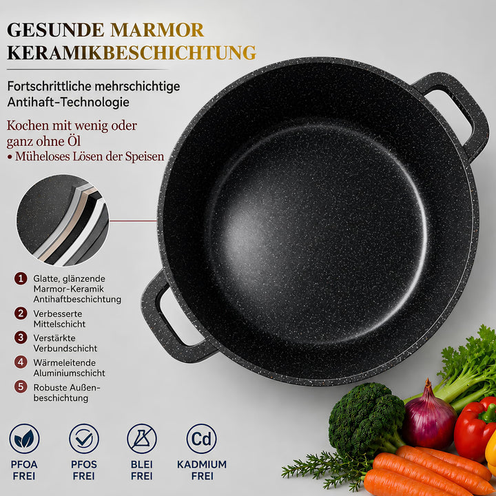 Suppentopf Aluguss 24 cm 6,2 l Keramik-Antihaft Induktion alle Herde - Bild 3