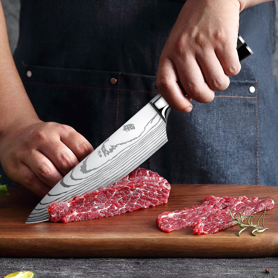 Küchenmesser Set 5-teilig Edelstahl mit Pakkaholzgriff in Geschenkbox - Bild 3