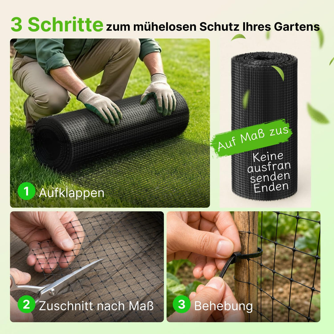 Vogelschutznetz Garten 2x20m Maschenweite 15mm mit Kabelbindern - Bild 7