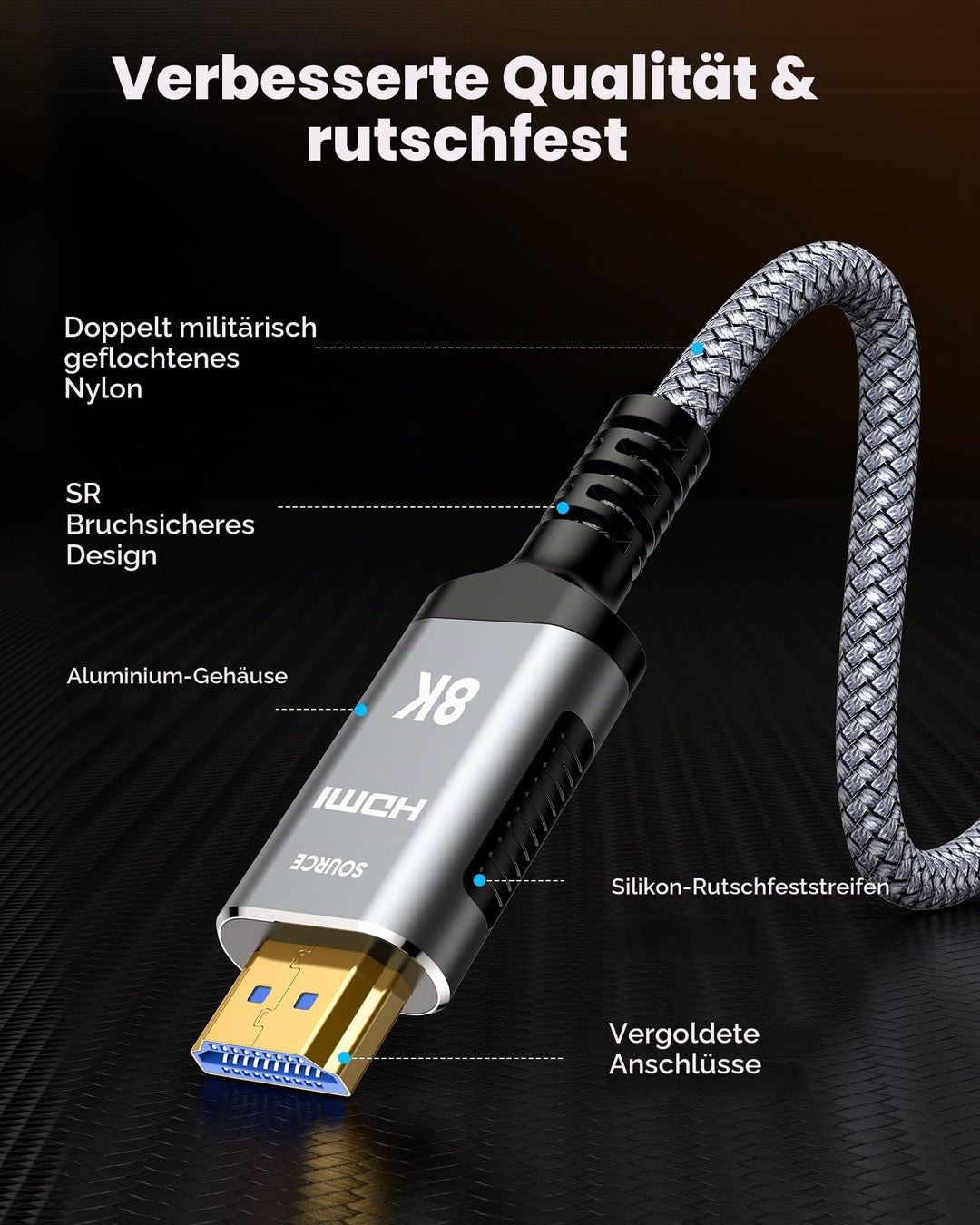 Glasfaser HDMI 2.1 Kabel 20m 8K@60Hz 48Gbps für TV Gaming - Bild 6