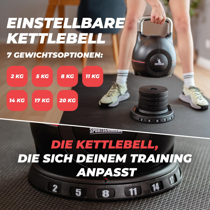 Kettlebell verstellbar 2–20 kg 7-in-1 fuer Home Gym - Bild 2
