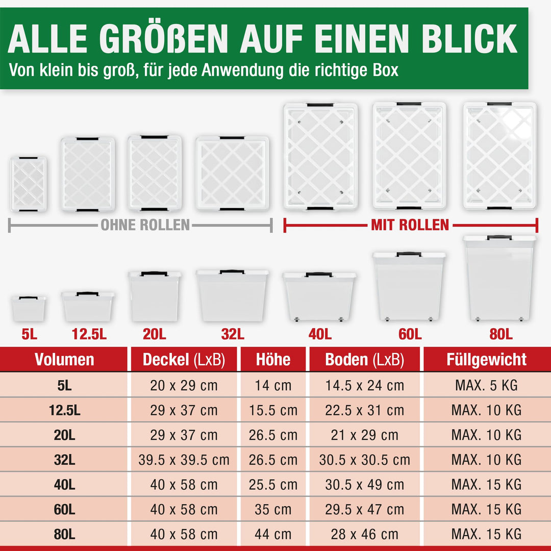 Aufbewahrungsbox mit Deckel 40L Transparent Lebensmittelecht 4er-Set - Bild 10