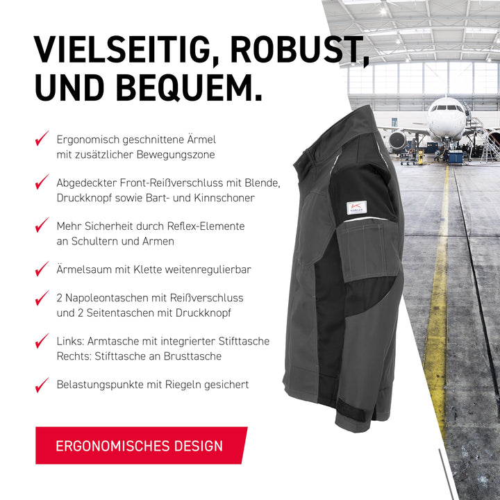Arbeitsjacke Polyester-Baumwolle körpernah Anthrazit/Schwarz Gr. XL - Bild 5