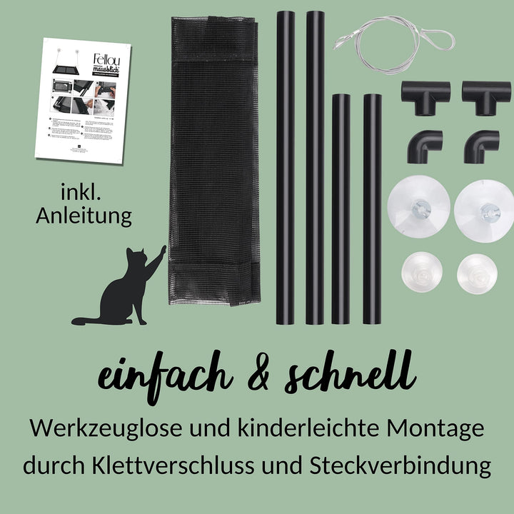 Katzen-Fensterbett Hängematte schwarz bis 23 kg für kleine Fenster - Bild 5