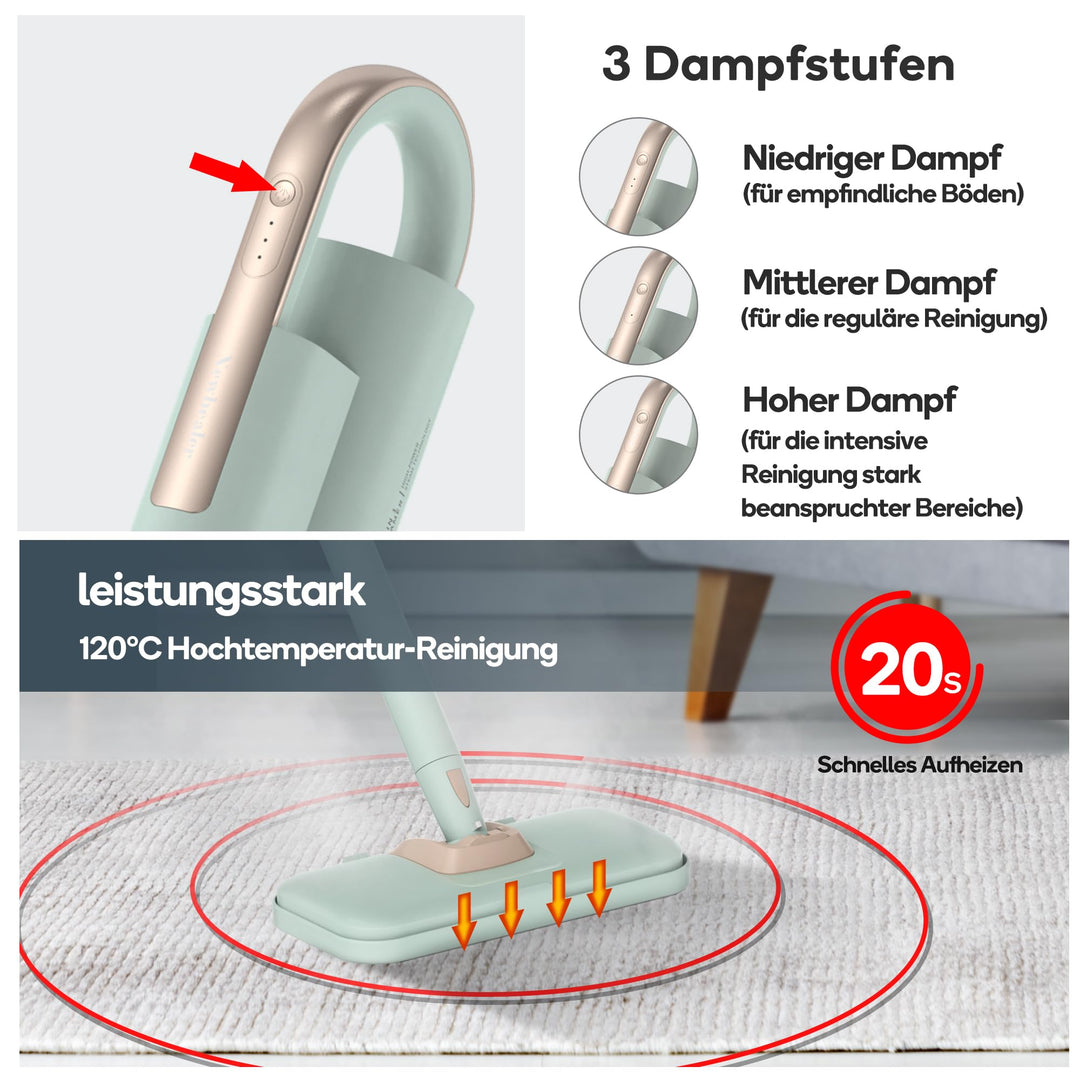 Dampfreiniger 2-in-1 mit Handgerät 1200W 3 Modi für Böden und Fugen - Bild 2
