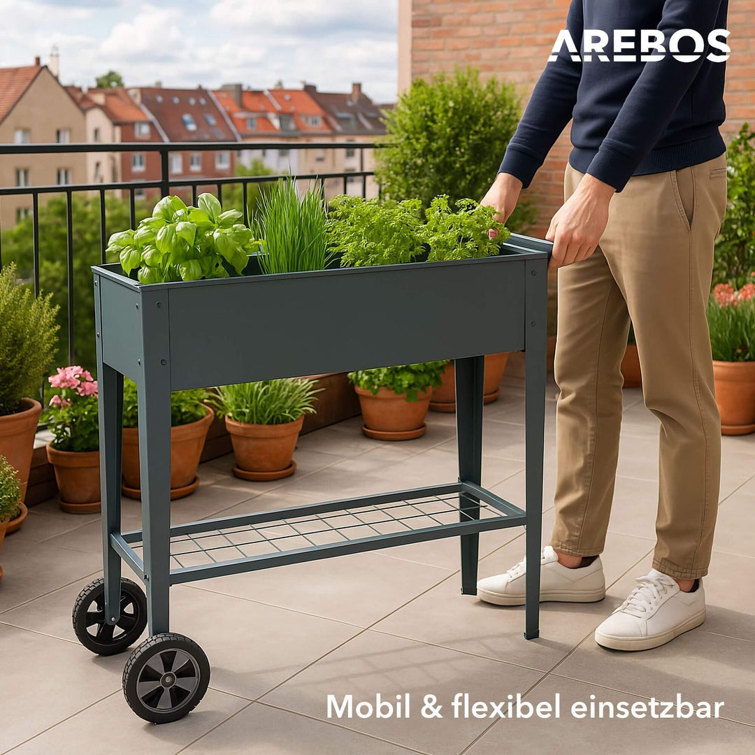 Hochbeet Metall mit Rollen 80 cm Höhe 75 L für Balkon Terrasse - Bild 5