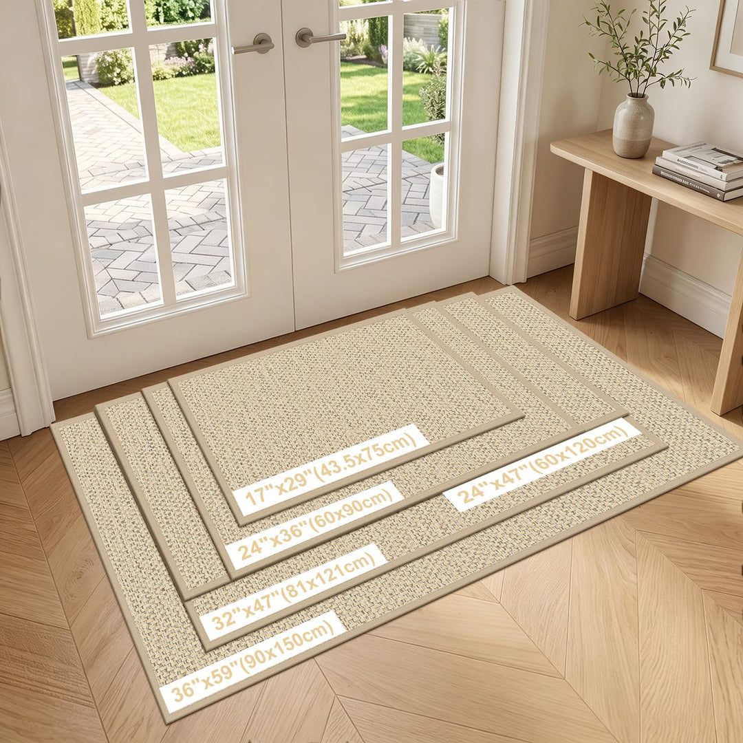 Fussmatte Innen Polyester rutschfest waschbar 60x90 cm Khaki - Bild 2
