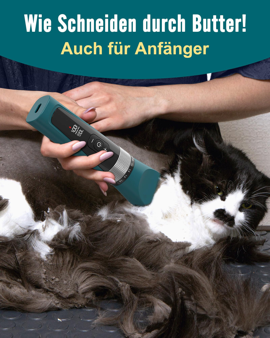 Katzenschermaschine leise 5 Geschwindigkeiten LCD IPX6 Profi - Bild 3