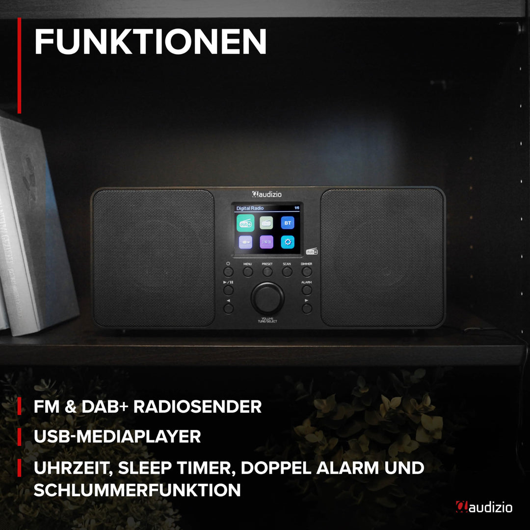 DAB+ Radio mit Bluetooth Weckfunktion USB Aux 60 Sender schwarz - Bild 3