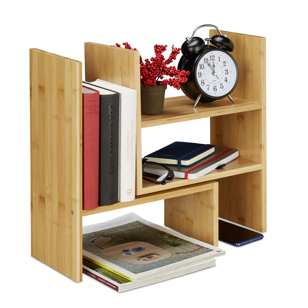 Tischregal Bambus verstellbar 33-53 cm Schreibtisch Organizer