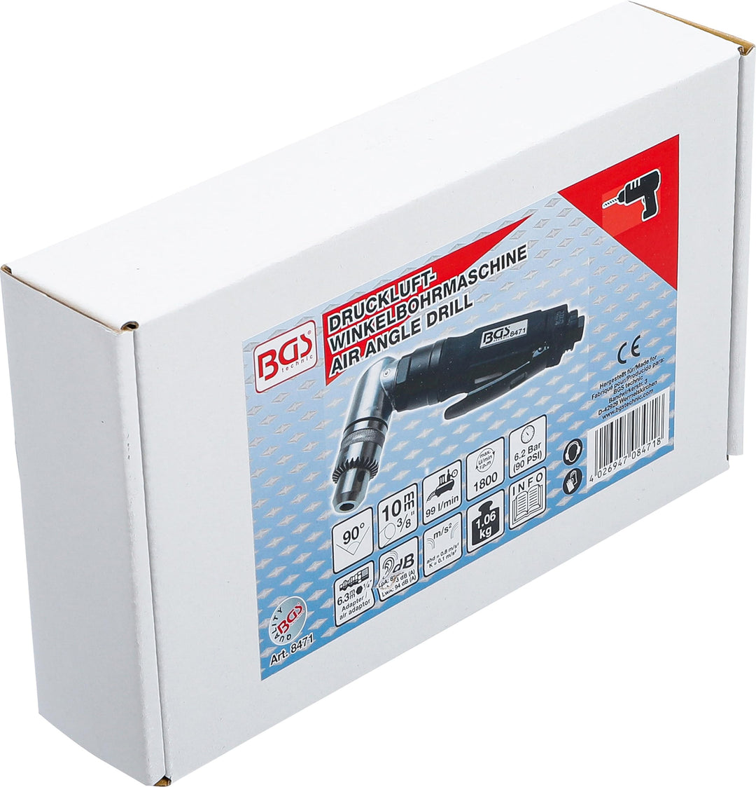 Druckluft-Winkelbohrmaschine 10 mm Bohrfutter 6,2 bar für Enge - Bild 4