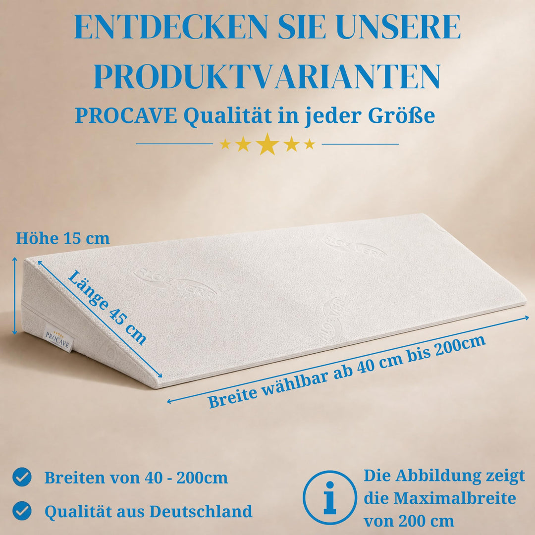 Bettkeil Schaumstoff 90x45x15 cm mit Aloe-Vera-Bezug waschbar - Bild 8