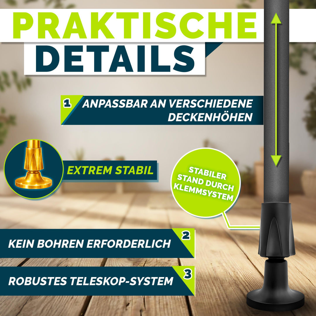 Senkrechtmarkise mit Klemmbefestigung &amp; Handkurbel 200x310 cm - Bild 2
