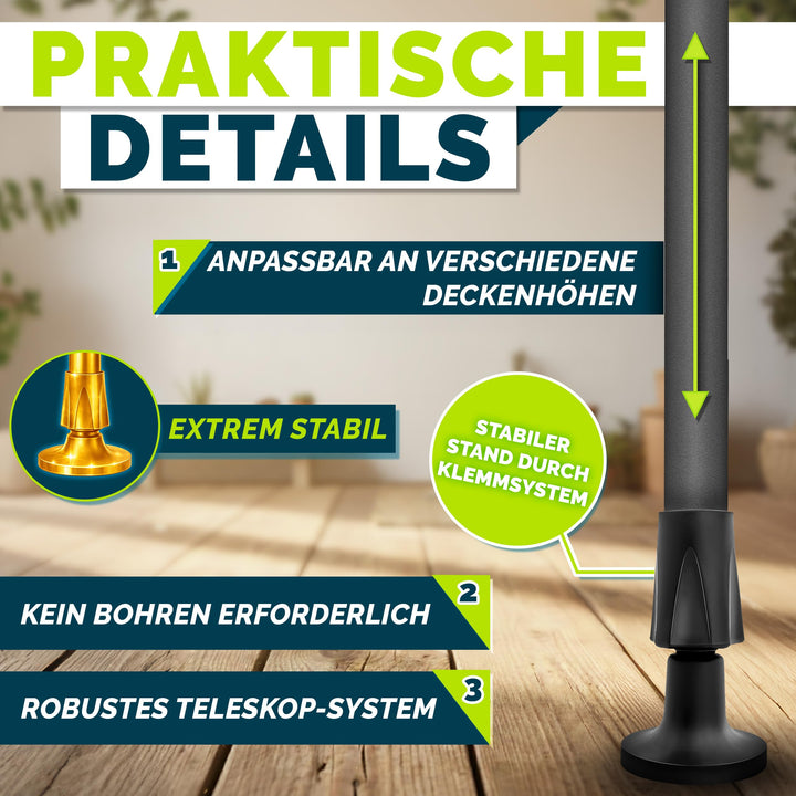 Senkrechtmarkise mit Klemmbefestigung &amp; Handkurbel 200x310 cm - Bild 2
