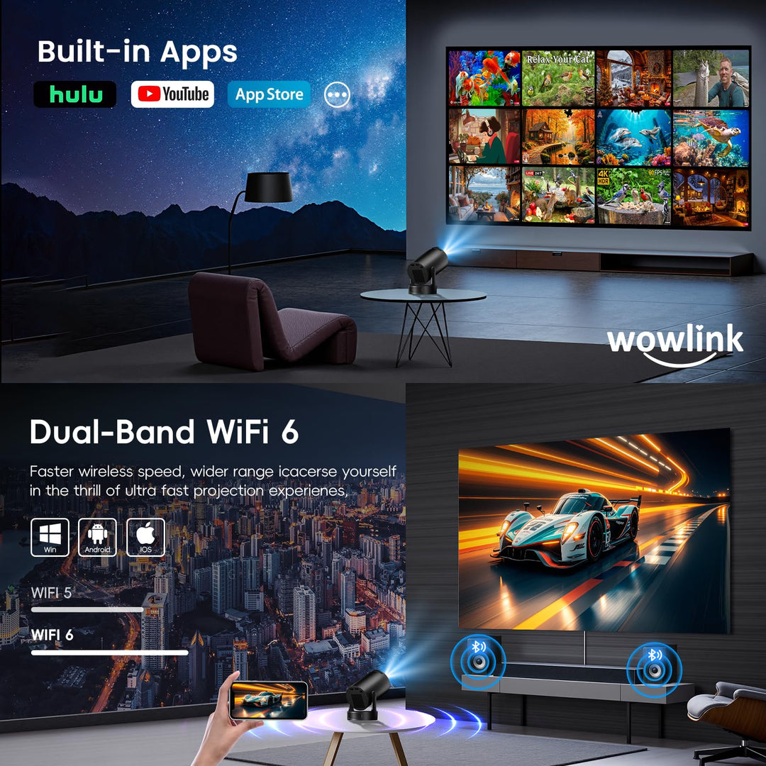 Mini Beamer 1080P Full HD WiFi 6 Bluetooth mit integrierten Apps - Bild 3