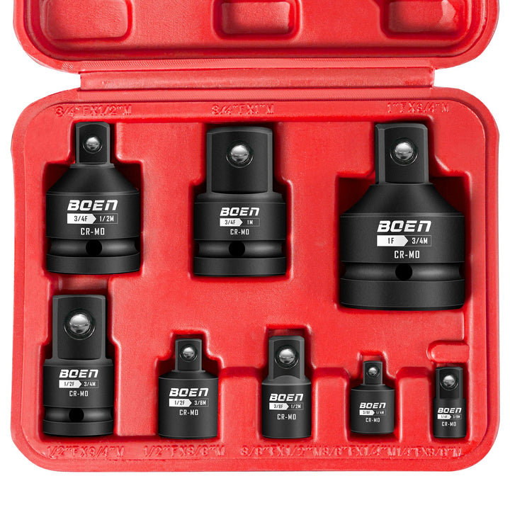 Schlagschrauber Adapter-Set CrMo-Stahl 8-teilig 1/4" bis 1"