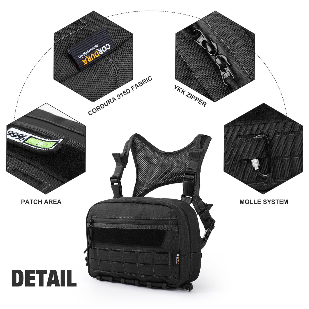 Taktische Brusttasche MOLLE Chest Rig Cordura Schwarz 540g - Bild 4