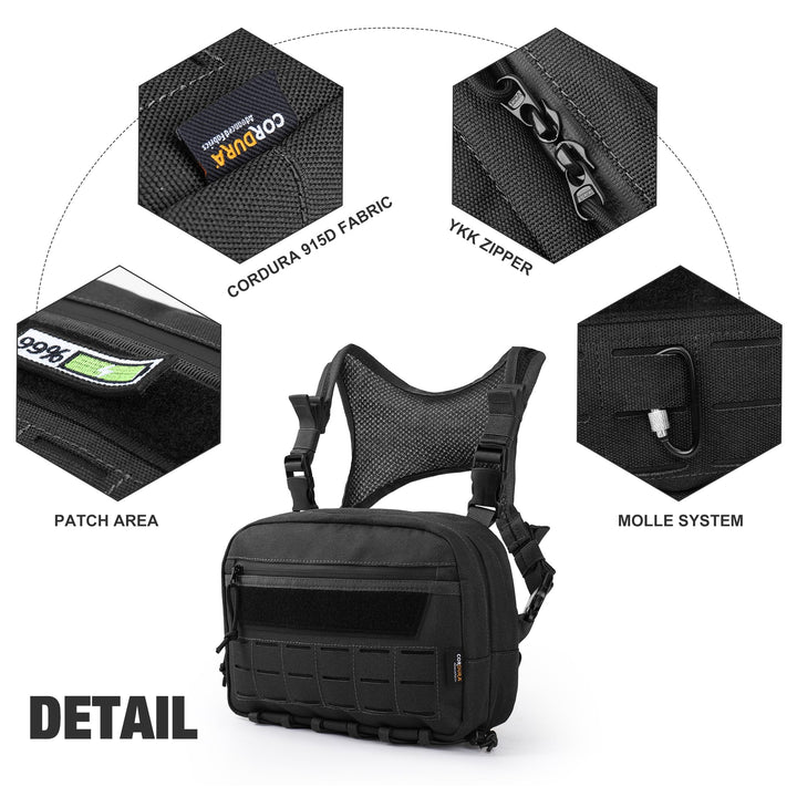 Taktische Brusttasche MOLLE Chest Rig Cordura Schwarz 540g - Bild 4