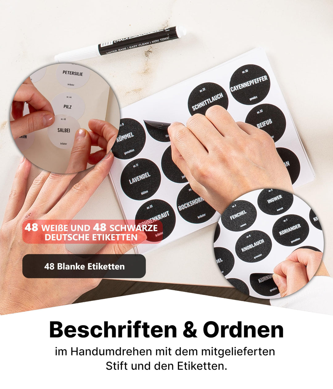Gewürzregal stehend &amp; Wand 4-stöckig schwarz mit 28 Gläsern - Bild 3
