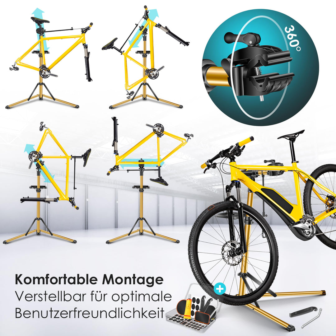 Fahrrad-Montageständer Aluminium 360° drehbar bis 50 kg höhenverstellbar - Bild 5