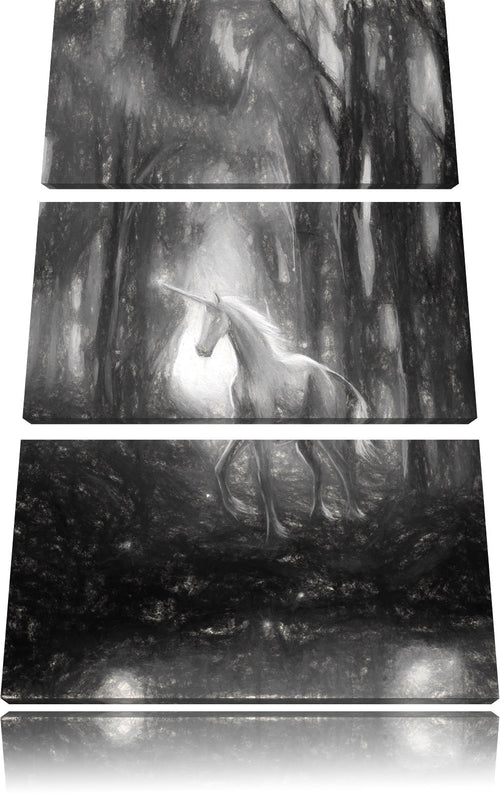 Leinwandbild 3-teilig Einhorn Zauberwald 120x80 cm Kinderzimmer