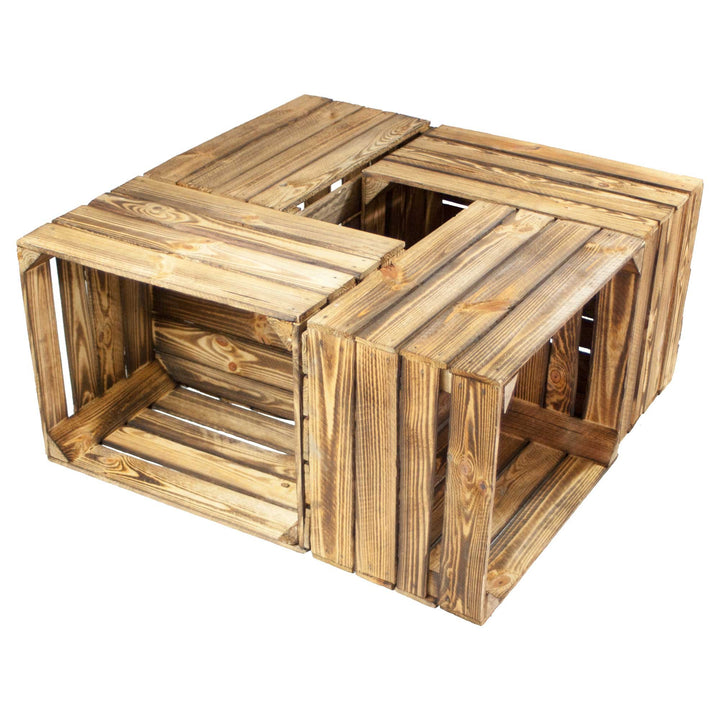 Holzkisten Set 4-teilig geflammt Shabby Chic Couchtisch Regal - Bild 2
