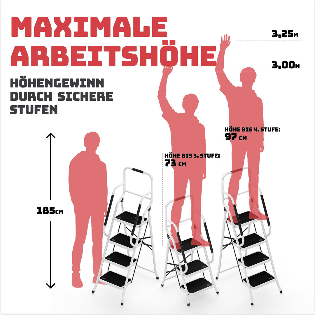 Trittleiter 3 Stufen klappbar mit Handlauf TÜV 150 kg Anthrazit - Bild 7