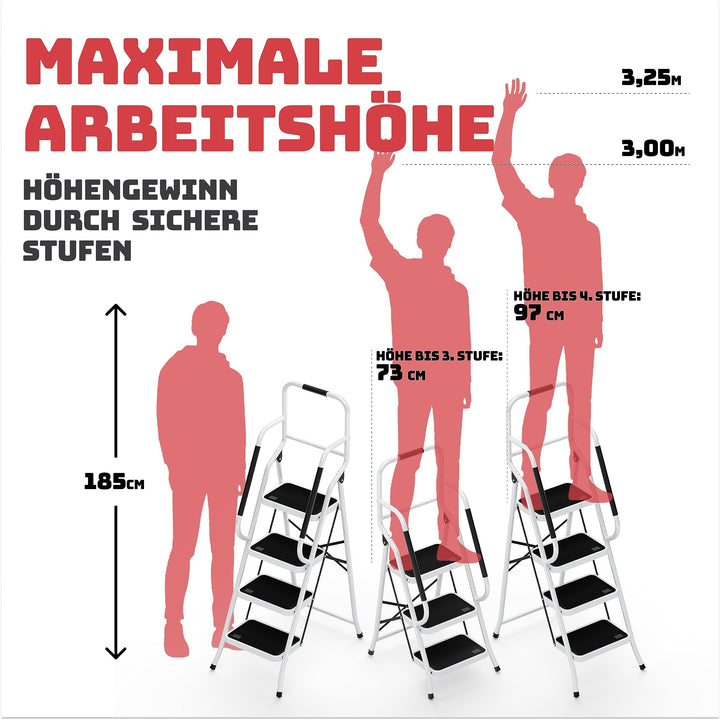 Trittleiter 3 Stufen klappbar mit Handlauf TÜV 150 kg Anthrazit - Bild 7
