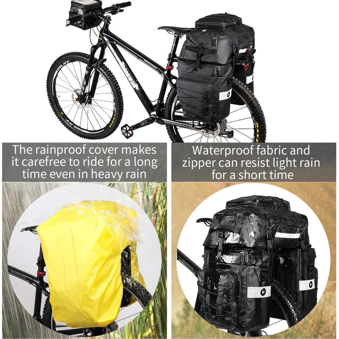 Fahrradtasche Gepäckträger 3-in-1 Rucksack 75L wasserdicht schwarz - Bild 2