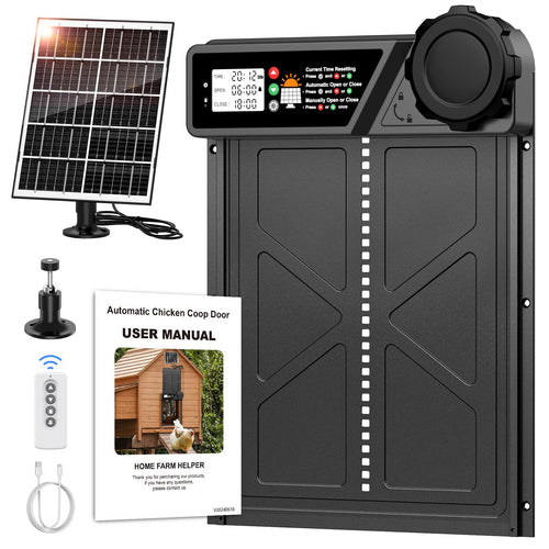 Automatische Hühnerklappe Solar mit Timer 27x24 cm Aluminium