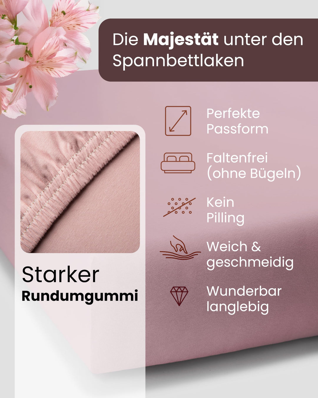 Spannbettlaken Jersey Baumwolle 97% kein Pilling OEKO-TEX Rot - Bild 2